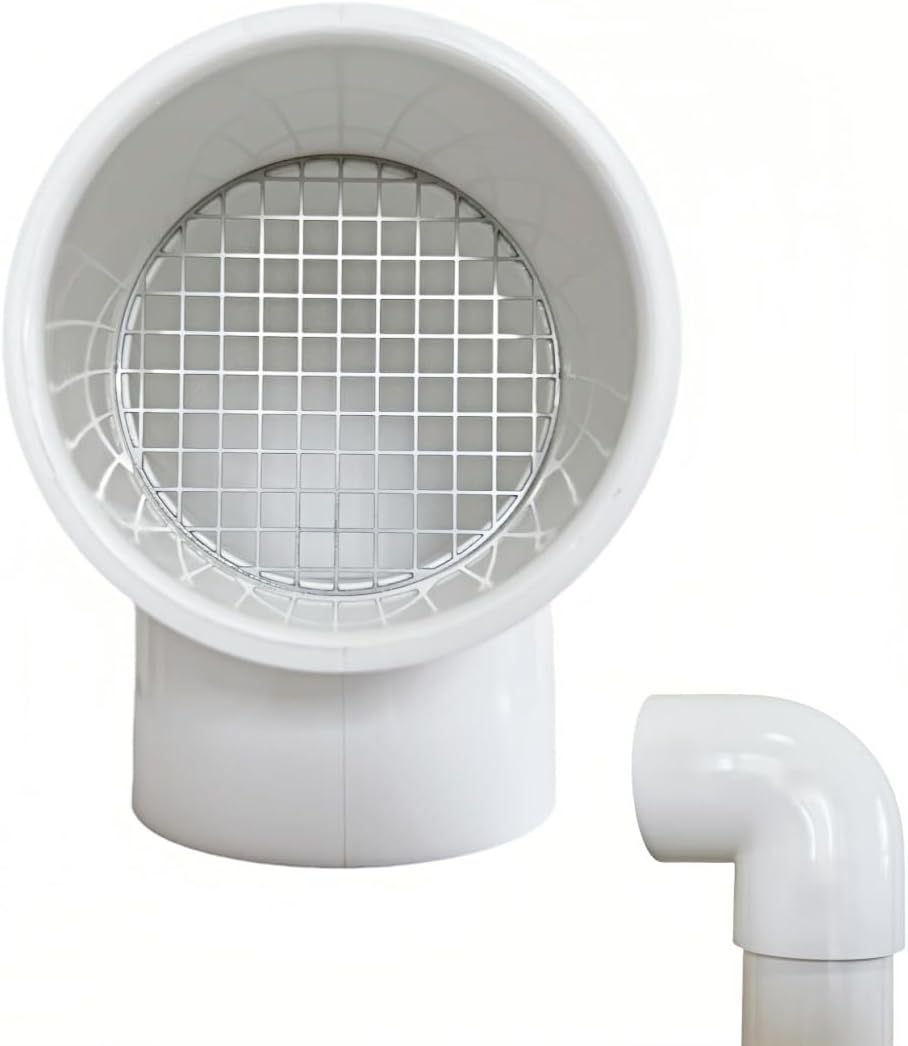 PVC Vent Cap 1 pcs 90-Degree for 2" Schedule 40,PVC Termination Cap,Vent Cover Screen,Round Furnace PVC Pipe Stainless Steel Roof Vent Cap,Installation not Required That PVC Elbow,or Coupling