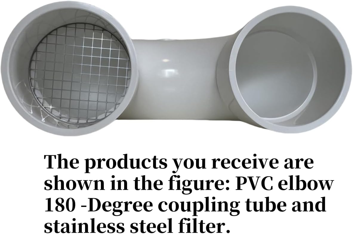 PVC termination vent with stainless steel screen,180 Degrees,1pcs,For 2“ DWV PVC Pipe,Roof Vent Cap,Installation not Required That Elbow