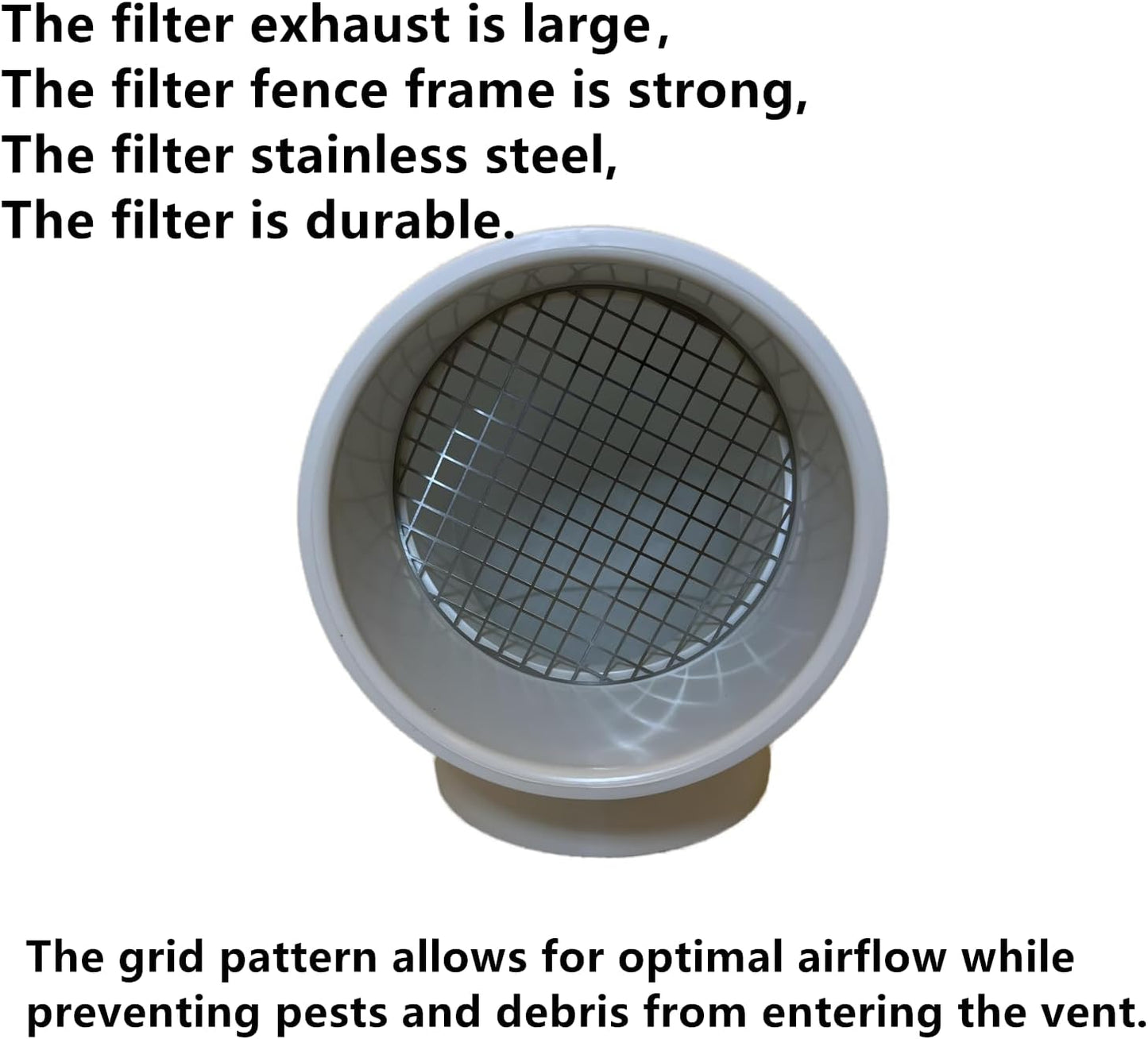 PVC Vent Cap 1 pcs 90-Degree for 2" Schedule 40,PVC Termination Cap,Vent Cover Screen,Round Furnace PVC Pipe Stainless Steel Roof Vent Cap,Installation not Required That PVC Elbow,or Coupling