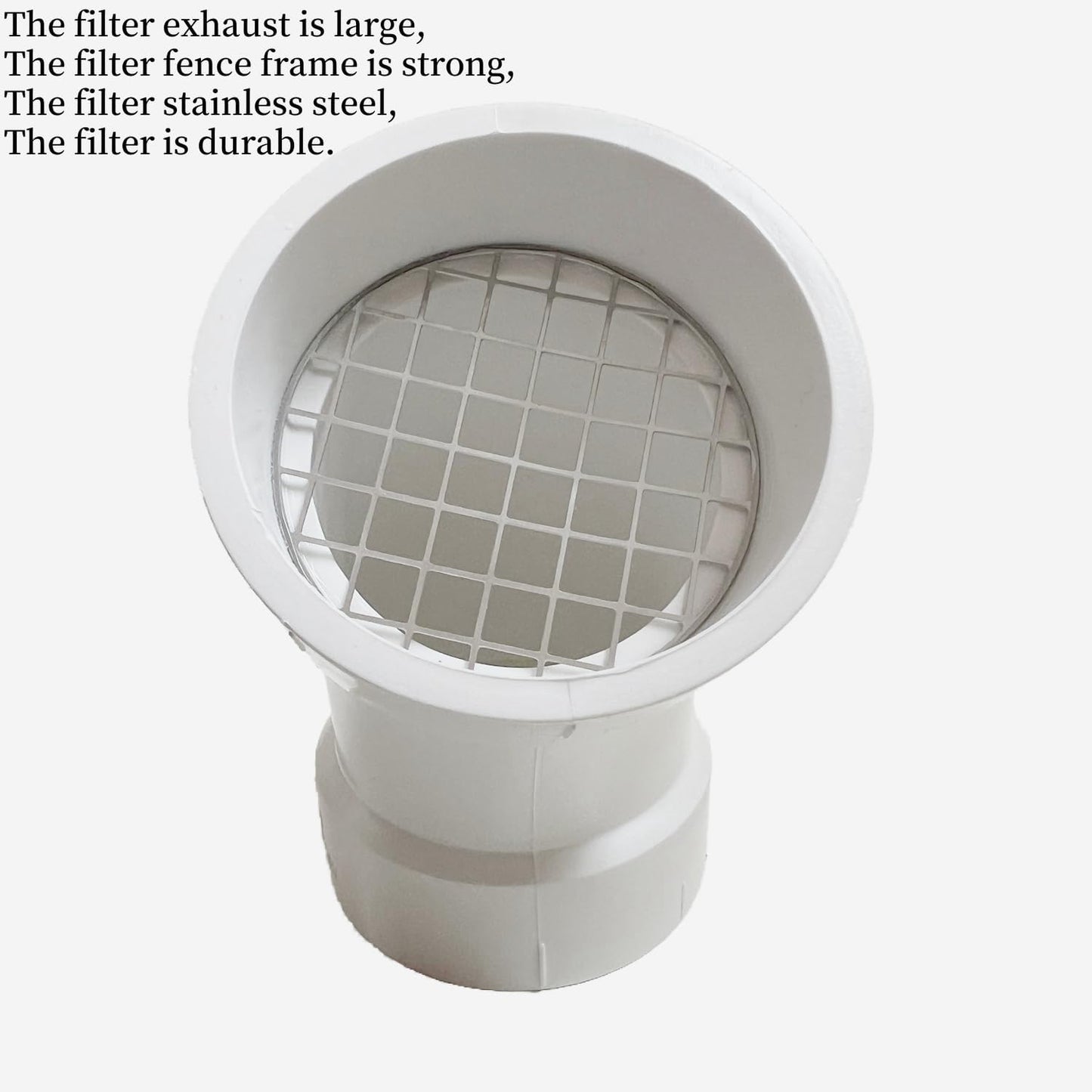 PVC termination vent with stainless steel screen,45 Degrees,1pcs,For 2“ DWV PVC Pipe,Roof Vent Cap,Installation not Required That Elbow