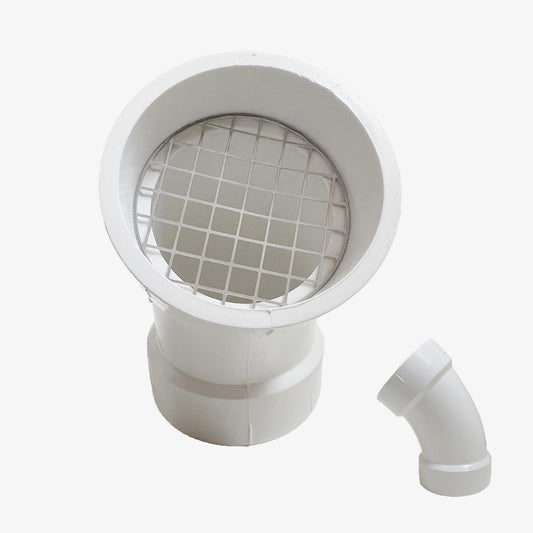 PVC termination vent with stainless steel screen,45 Degrees,1pcs,For 2“ DWV PVC Pipe,Roof Vent Cap,Installation not Required That Elbow
