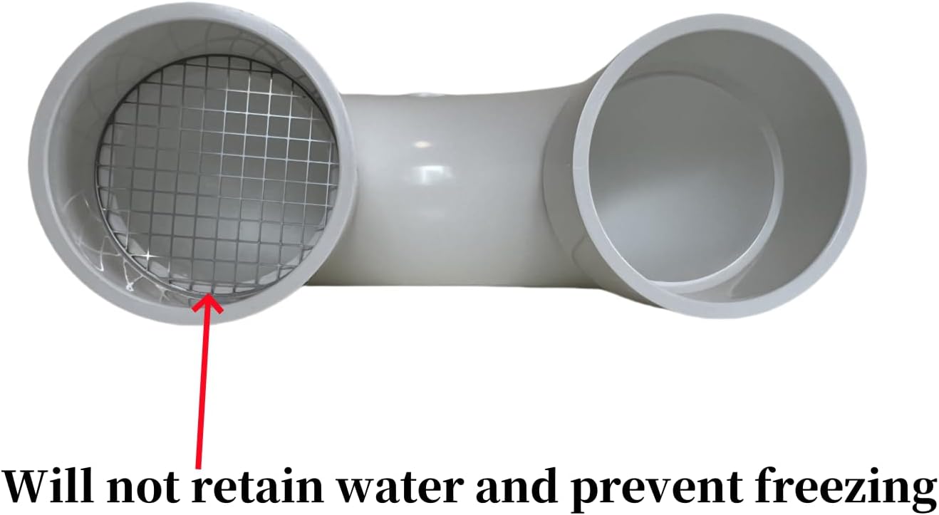 PVC termination vent with stainless steel screen,180 Degrees,1pcs,For 2“ DWV PVC Pipe,Roof Vent Cap,Installation not Required That Elbow