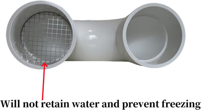 PVC termination vent with stainless steel screen,180 Degrees,1pcs,For 2“ DWV PVC Pipe,Roof Vent Cap,Installation not Required That Elbow