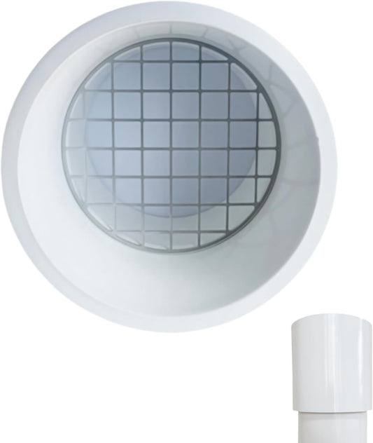 PVC Vent Cap 1 pcs for 2" Schedule 40,PVC Termination Cap,Vent Cover Screen,Round Furnace PVC Pipe Stainless Steel Roof Vent Cap,Installation not Required That PVC Elbow,or Coupling - LGQF-LL