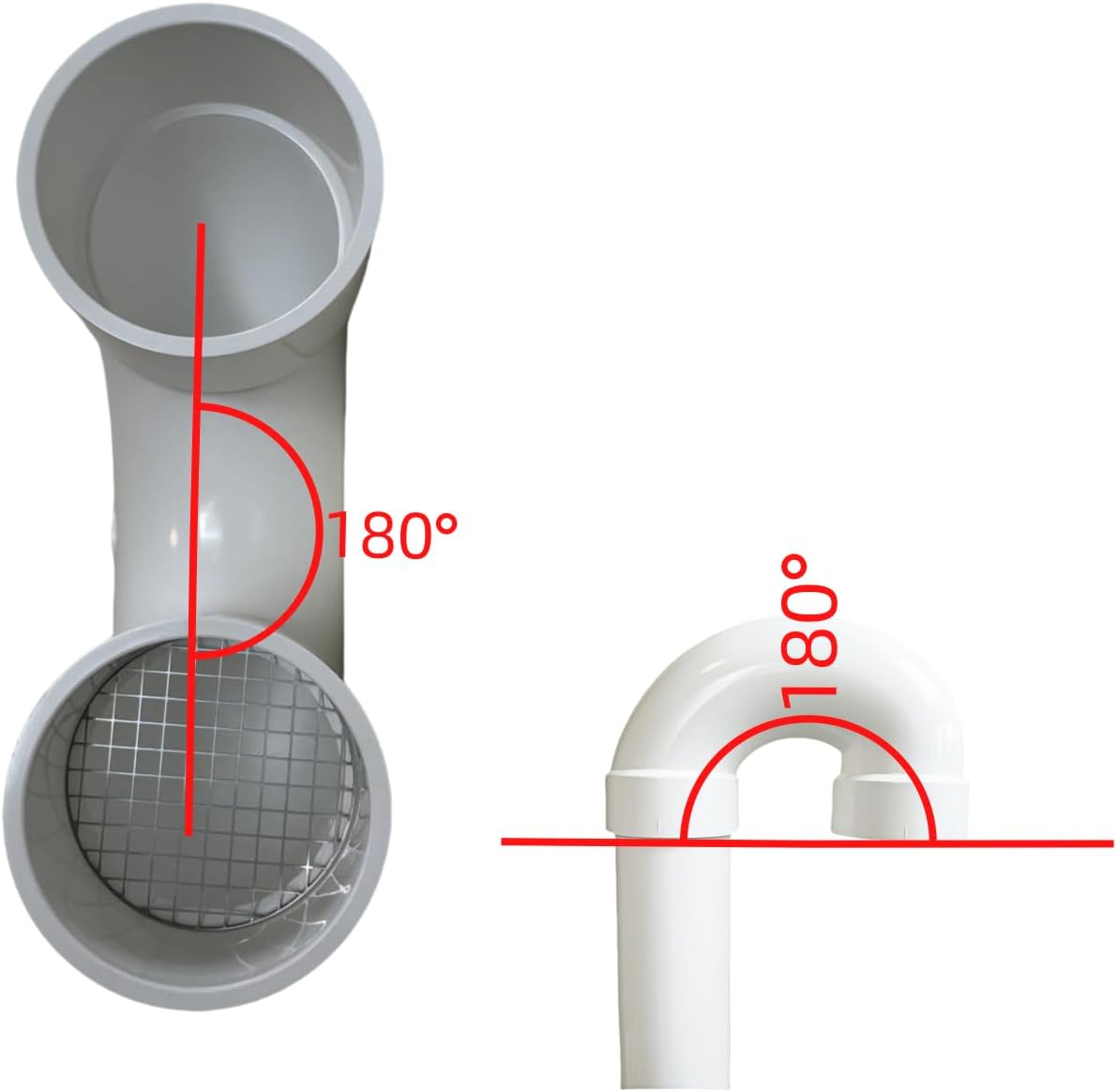 PVC termination vent with stainless steel screen,180 Degrees,1pcs,For 2“ DWV PVC Pipe,Roof Vent Cap,Installation not Required That Elbow