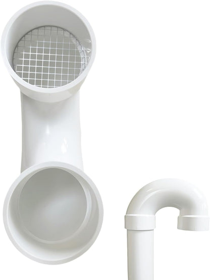 PVC termination vent with stainless steel screen,180 Degrees,1pcs,For 2“ DWV PVC Pipe,Roof Vent Cap,Installation not Required That Elbow