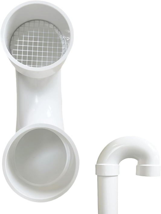 PVC termination vent with stainless steel screen,180 Degrees,1pcs,For 3“ DWV PVC Pipe,Roof Vent Cap,Installation not Required That Elbow