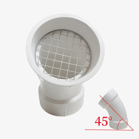 PVC termination vent with stainless steel screen,45 Degrees,1pcs,For 3“ DWV PVC Pipe,Roof Vent Cap,Installation not Required That Elbow