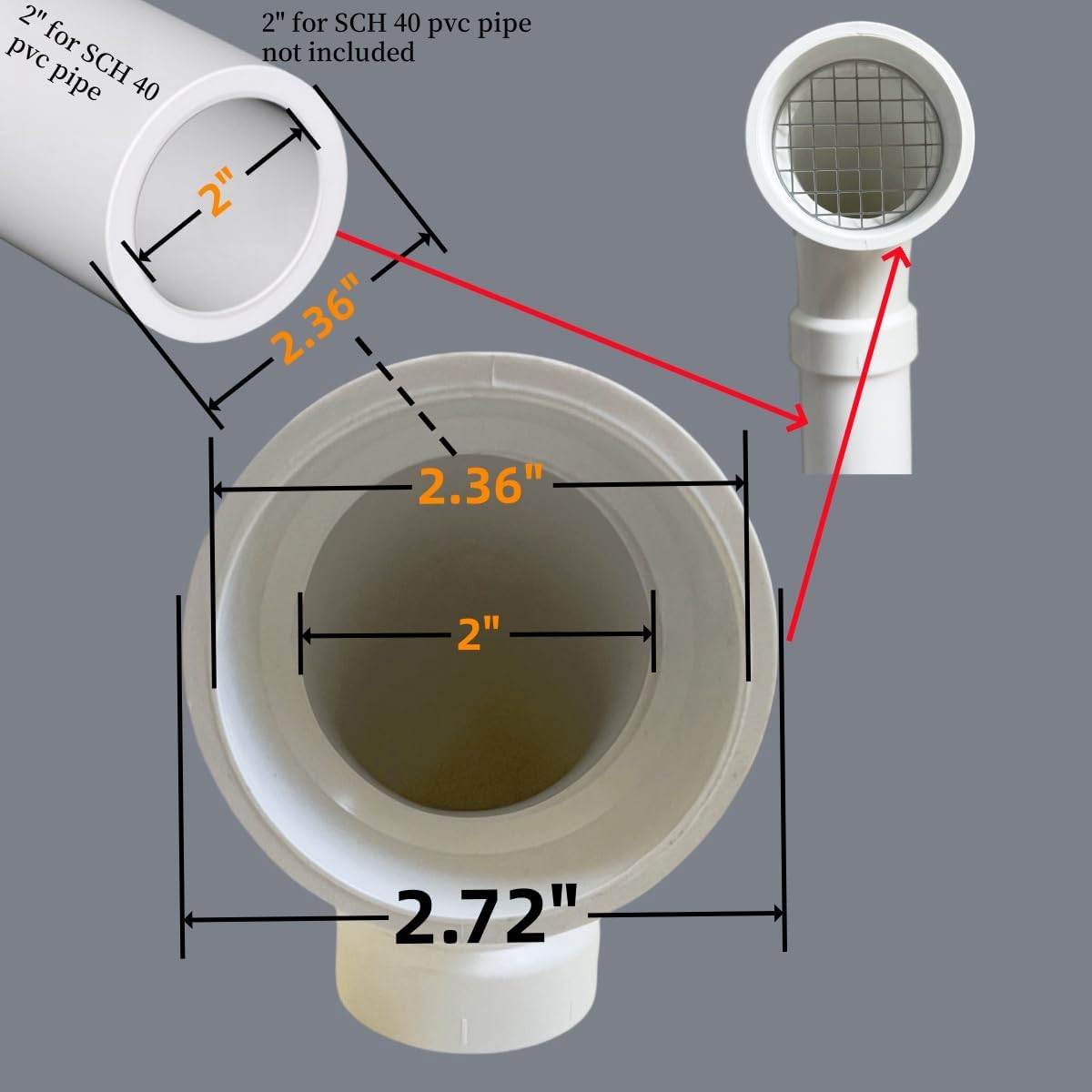 PVC Termination Vent Cap with Stainless Steel Screen – 90-Degree Design, Fits 2" DWV PVC Pipe – Roof Vent Cap / Furnace Intake & Exhaust Protector – No Elbow Required (1 Pack)