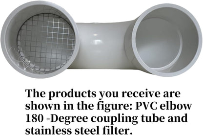 PVC termination vent with stainless steel screen,180 Degrees,1pcs,For 2“ DWV PVC Pipe,Roof Vent Cap,Installation not Required That Elbow