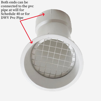 PVC termination vent with stainless steel screen,45 Degrees,1pcs,For 3“ DWV PVC Pipe,Roof Vent Cap,Installation not Required That Elbow