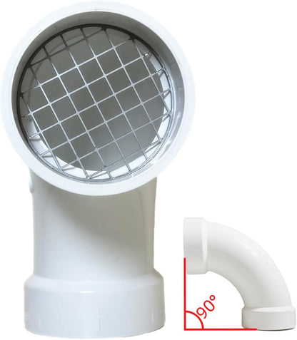 PVC termination vent with stainless steel screen,90 Degrees,1pcs,For 3“ DWV PVC Pipe,Roof Vent Cap,Installation not Required That Elbow