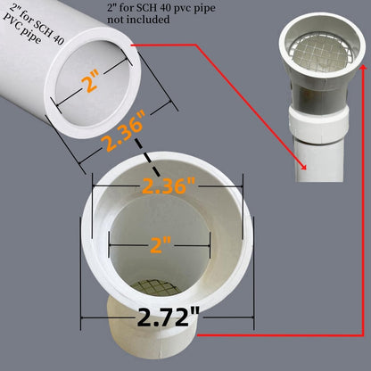 PVC termination vent with stainless steel screen,45 Degrees,1pcs,For 2“ DWV PVC Pipe,Roof Vent Cap,Installation not Required That Elbow