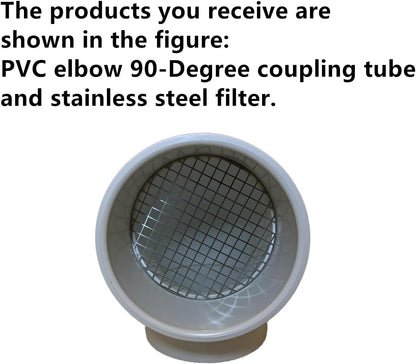 PVC Vent Cap 1 pcs 90-Degree for 2" Schedule 40,PVC Termination Cap,Vent Cover Screen,Round Furnace PVC Pipe Stainless Steel Roof Vent Cap,Installation not Required That PVC Elbow,or Coupling