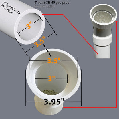 PVC termination vent with stainless steel screen,45 Degrees,1pcs,For 3“ DWV PVC Pipe,Roof Vent Cap,Installation not Required That Elbow