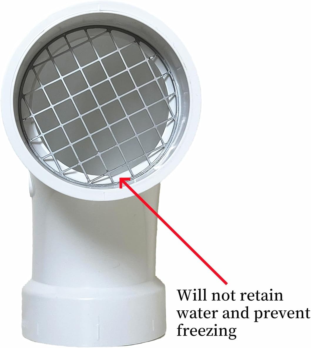 PVC termination vent with stainless steel screen,90 Degrees,1pcs,For 3“ DWV PVC Pipe,Roof Vent Cap,Installation not Required That Elbow